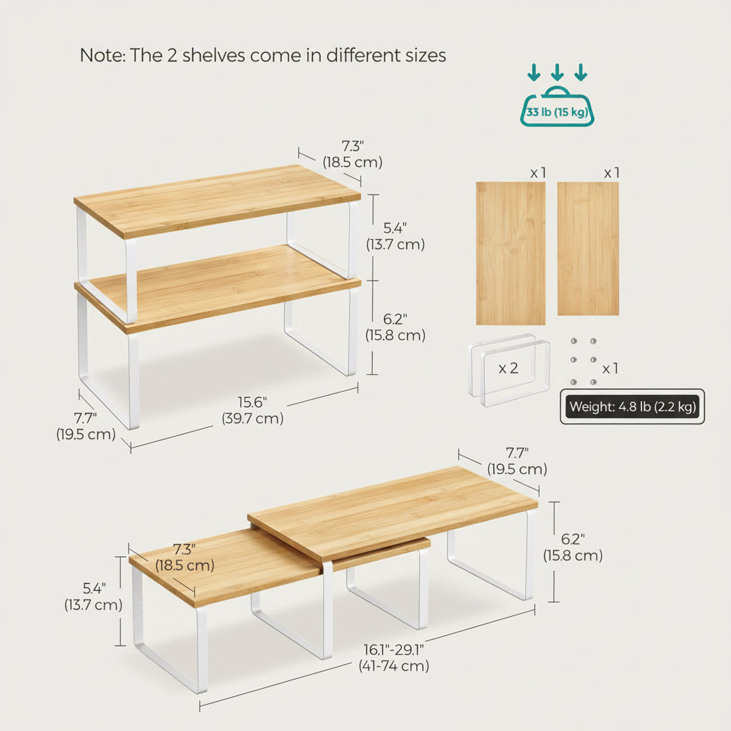 Shelf Organizer Stackable Metal Kitchen