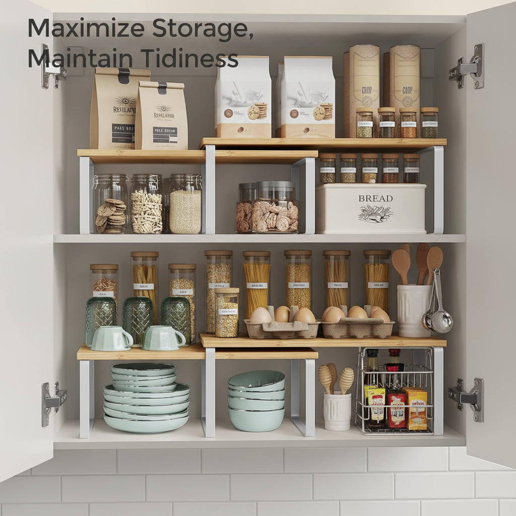 Shelf Organizer Stackable Metal Kitchen