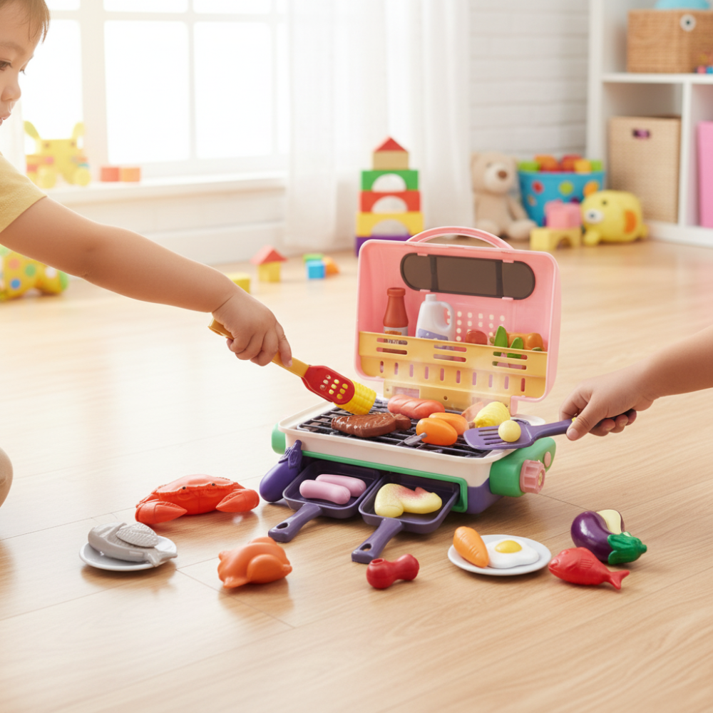Kids BBQ Grill Set Color Changing Food
