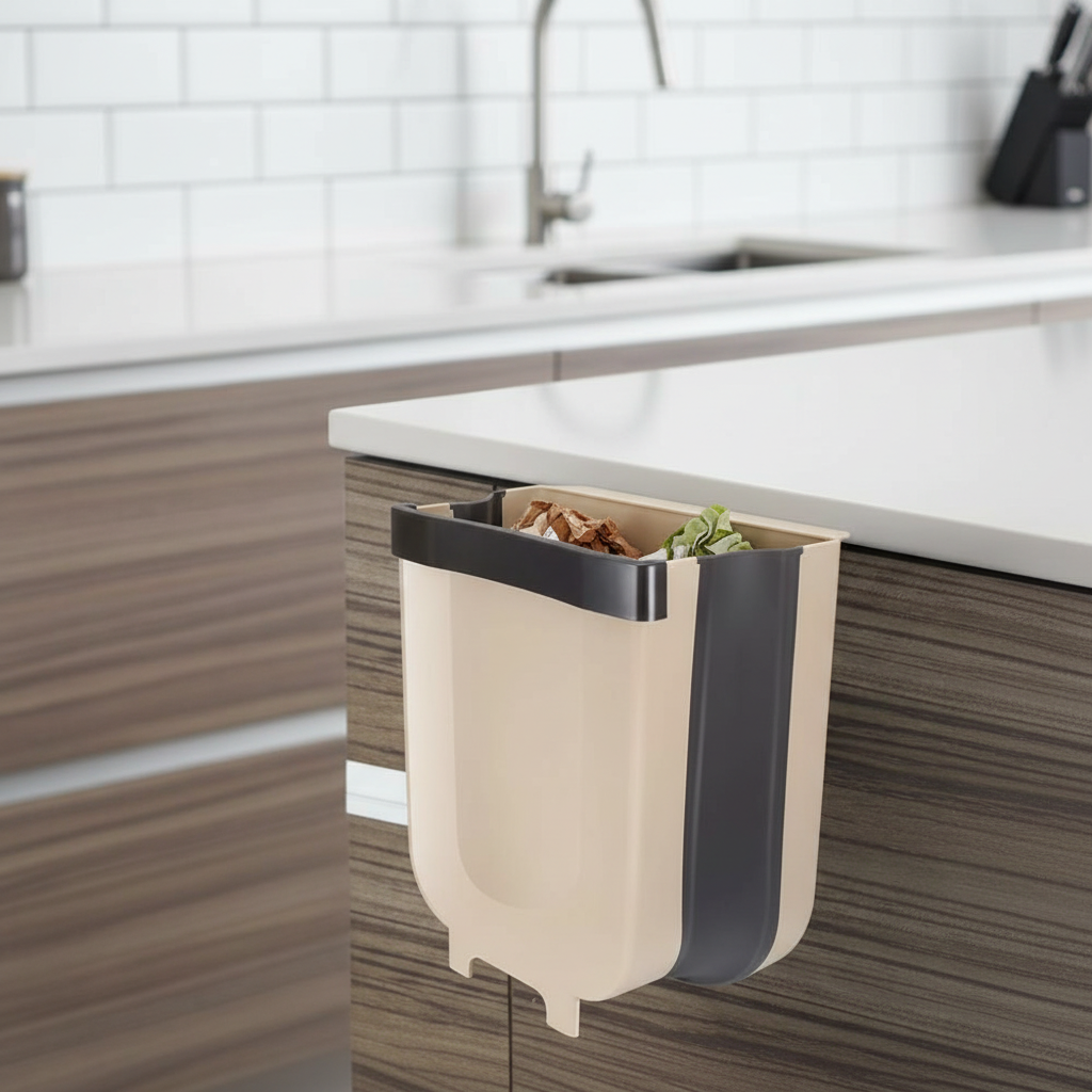 Kitchen Trash Can Hanging Foldable Plastic
