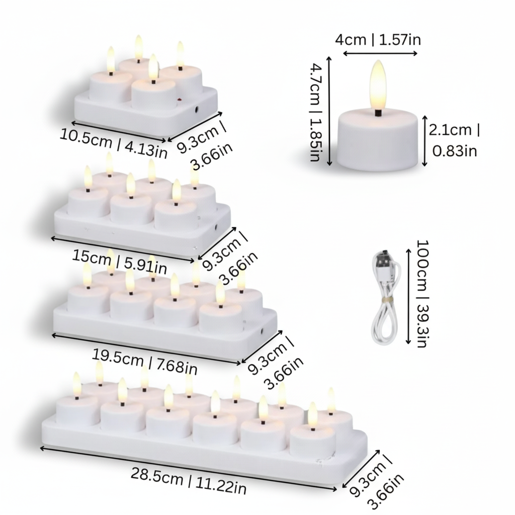 LED Candles Flameless Set Remote Timer USB