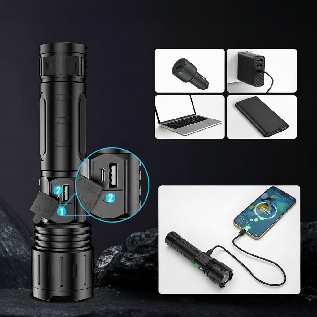 LED Flashlight High Lumens Rechargeable