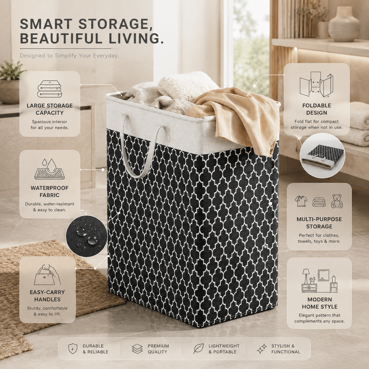 Lauva 75L Waterproof Laundry Basket Foldable