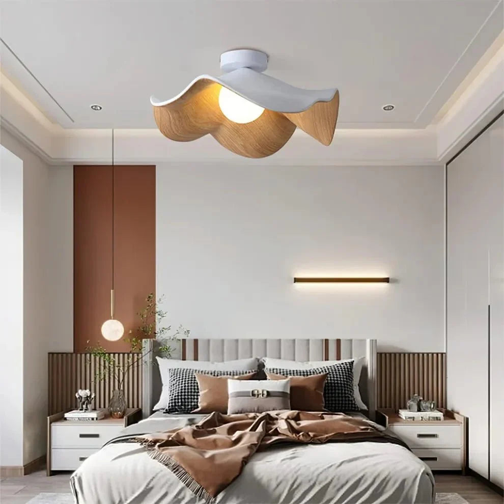 Scandinavian Wooden Lotus Ceiling Light