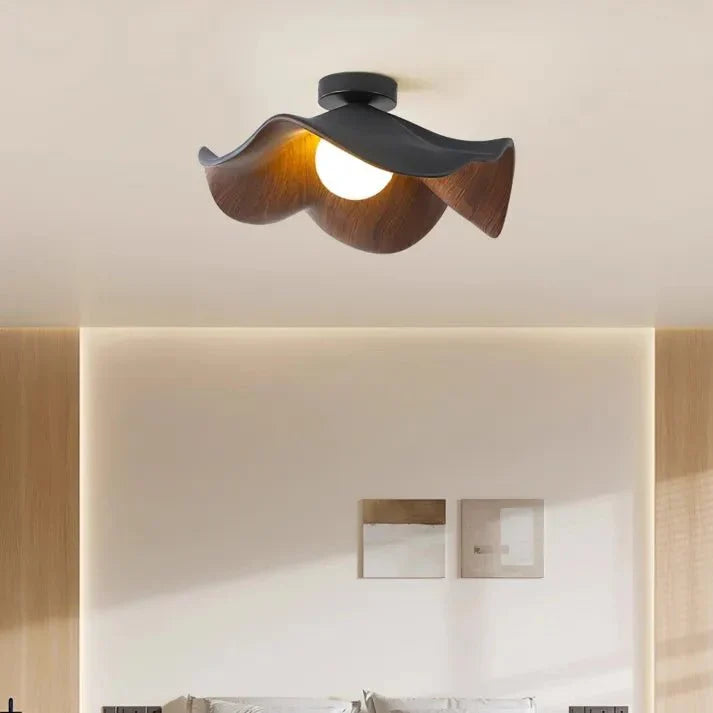 Scandinavian Wooden Lotus Ceiling Light
