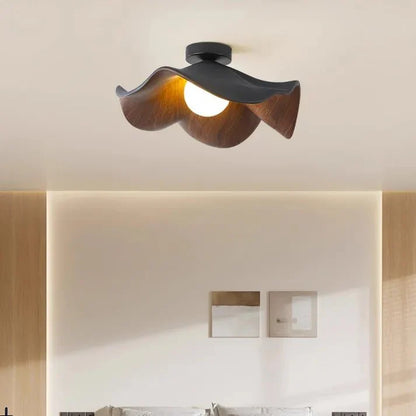 Scandinavian Wooden Lotus Ceiling Light
