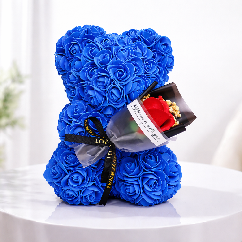 Table Decor Rose Bear Artificial Flower Gift
