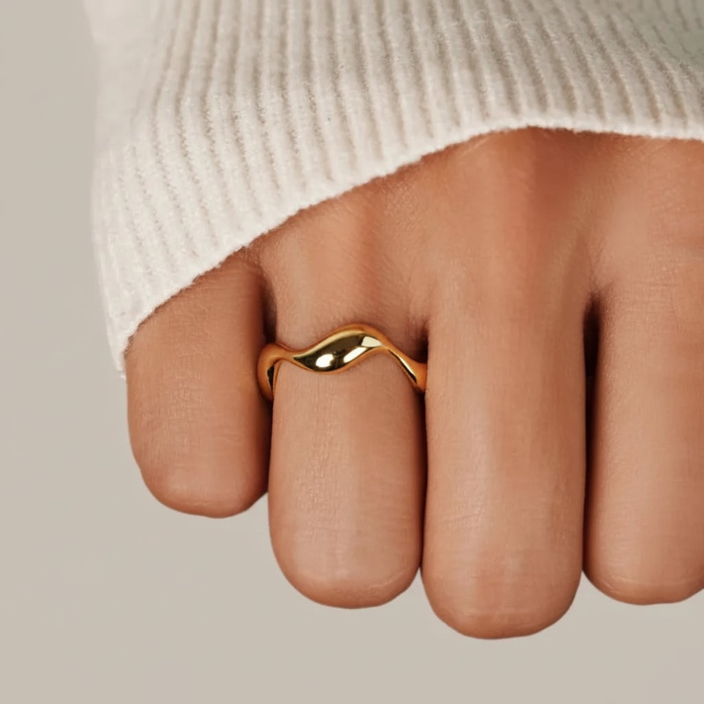 Ring Minimalist Gold Adjustable Ocean