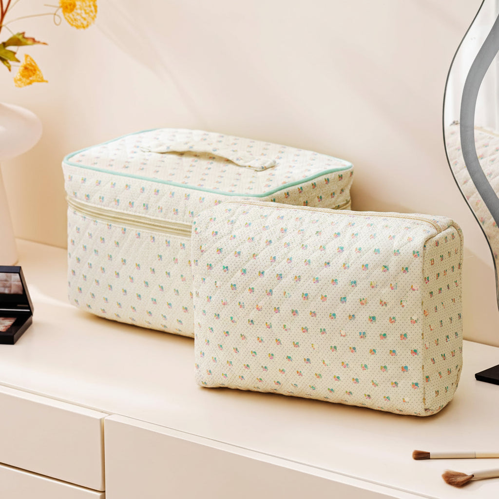 Makeup Bag Travel Cosmetic Bag Floral Cotton