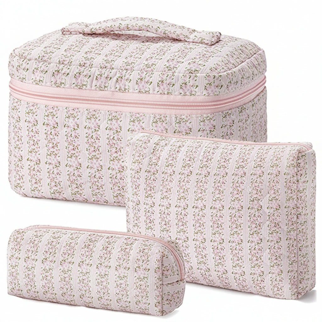 Makeup Bag Travel Cosmetic Bag Floral Cotton