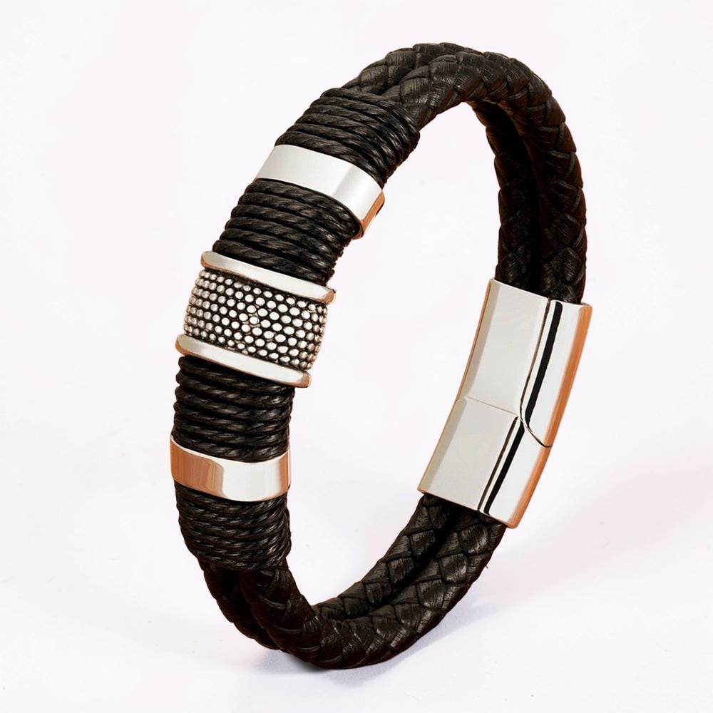 Men's Bracelet Braided Wristband Magnetic