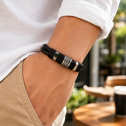 Men's Bracelet Braided Wristband Magnetic