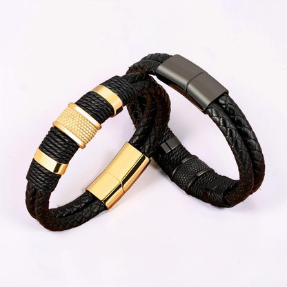 Men's Bracelet Braided Wristband Magnetic