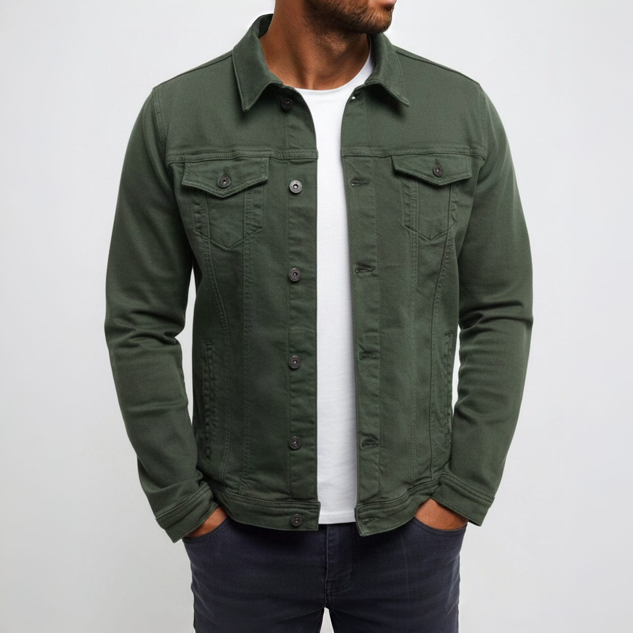 Men's Jacket Casual Button Front Lightweight