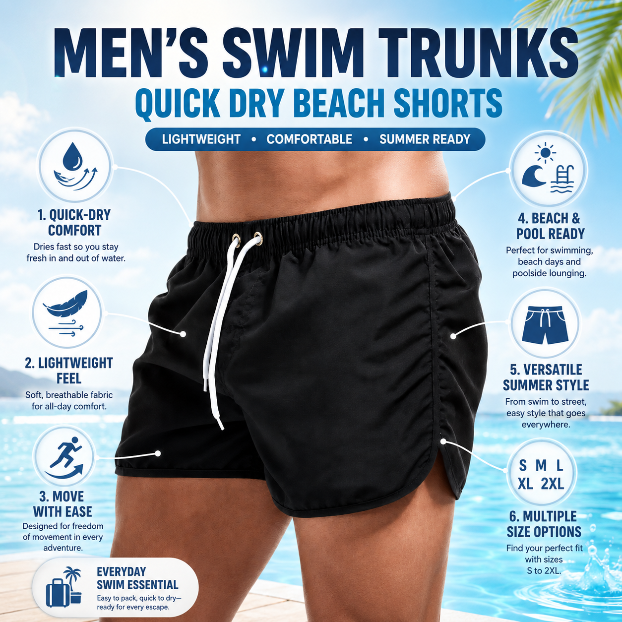 Men's Swimsuit Swim Trunks Quick Dry Beach