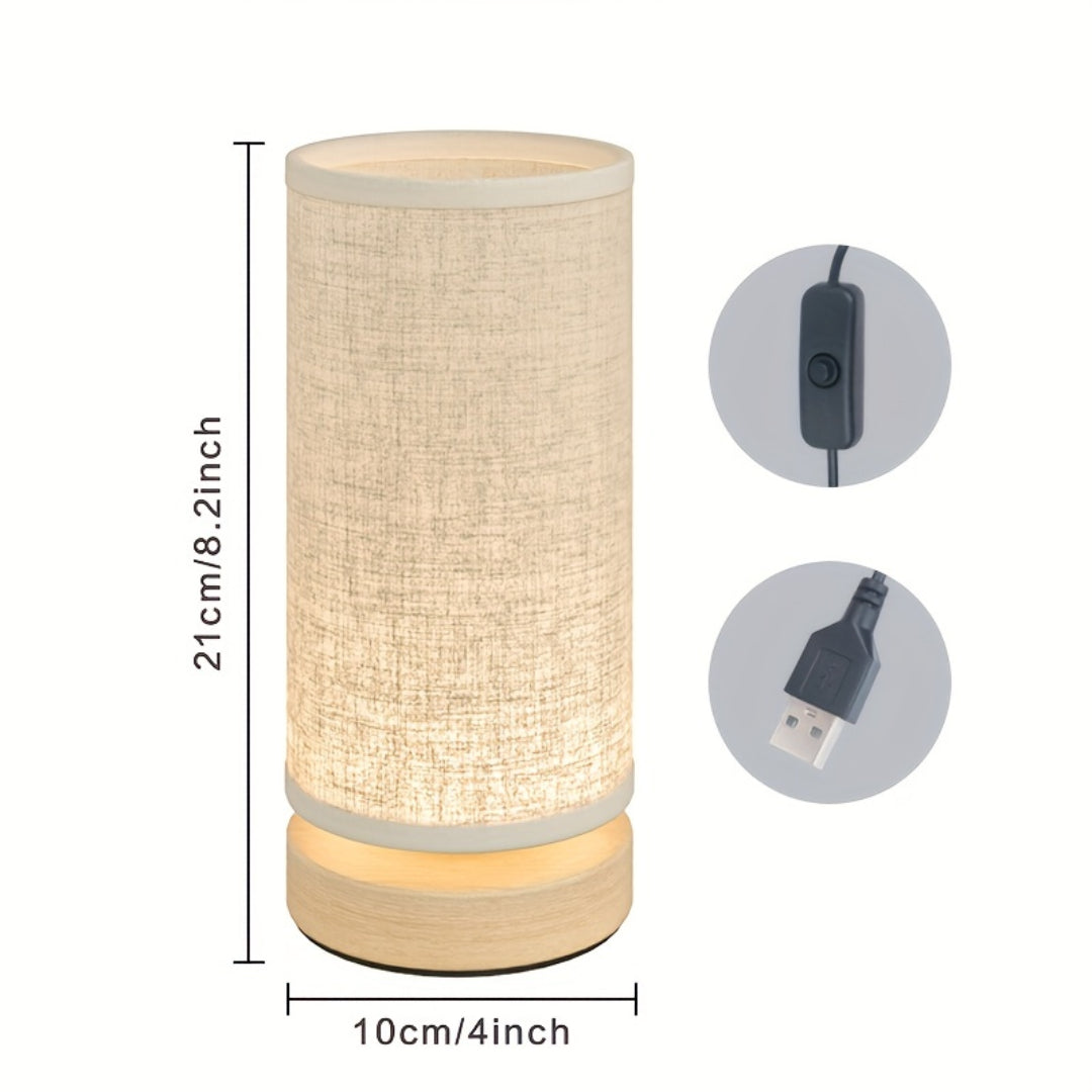 Modern Wooden Table Lamp USB Powered Bedside