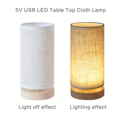 Modern Wooden Table Lamp USB Powered Bedside