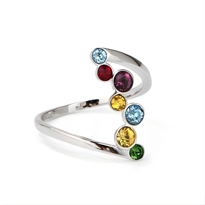 Mothers Day Birthstone Ring Silver