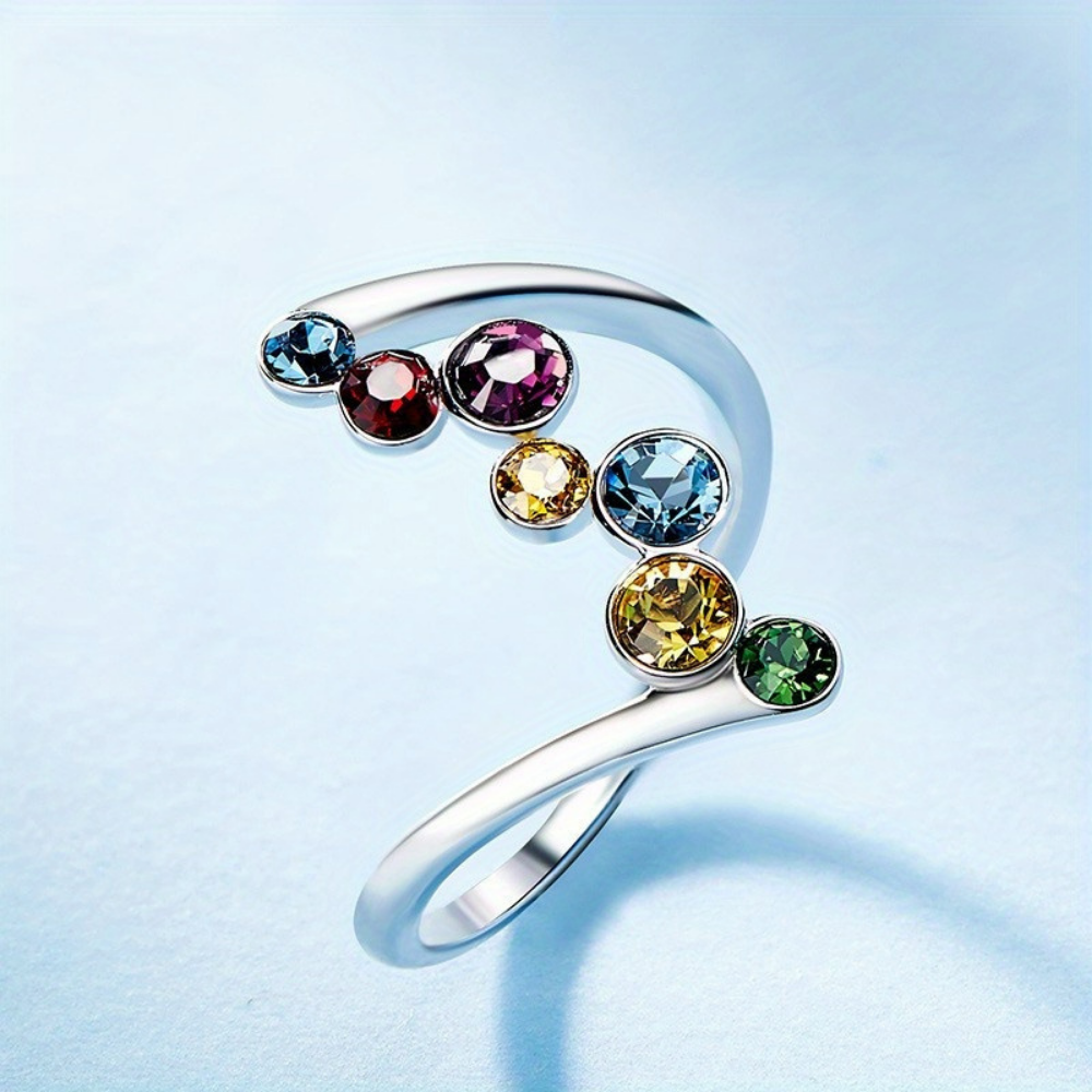 Mothers Day Birthstone Ring Silver