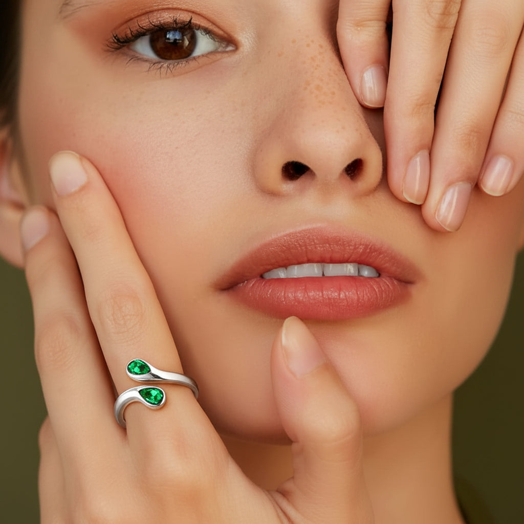 Mothers Day Birthstone Ring Dainty Silver