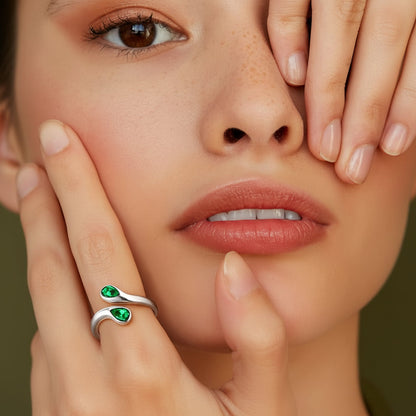 Mothers Day Birthstone Ring Dainty Silver