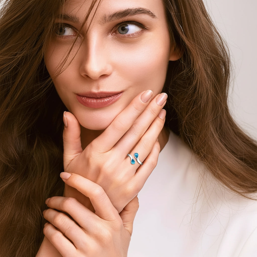 Mothers Day Birthstone Ring Dainty Silver