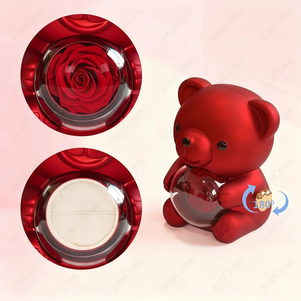 Necklace Heart Pendant Zircon Bear Rose Gift