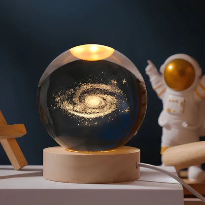Night Light Crystal Ball 3D Planet Engraved
