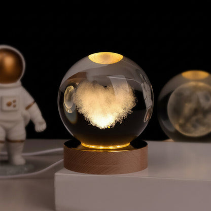 Night Light Crystal Ball 3D Planet Engraved