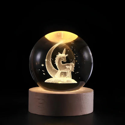 Night Light Crystal Ball 3D Planet Engraved