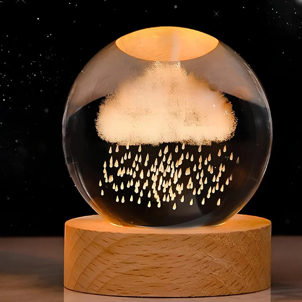 Night Light Crystal Ball 3D Planet Engraved
