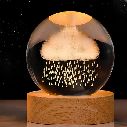Night Light Crystal Ball 3D Planet Engraved