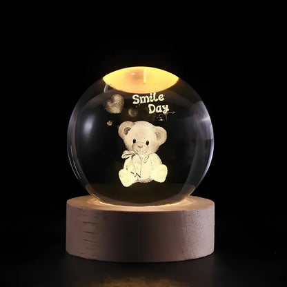 Night Light Crystal Ball 3D Planet Engraved