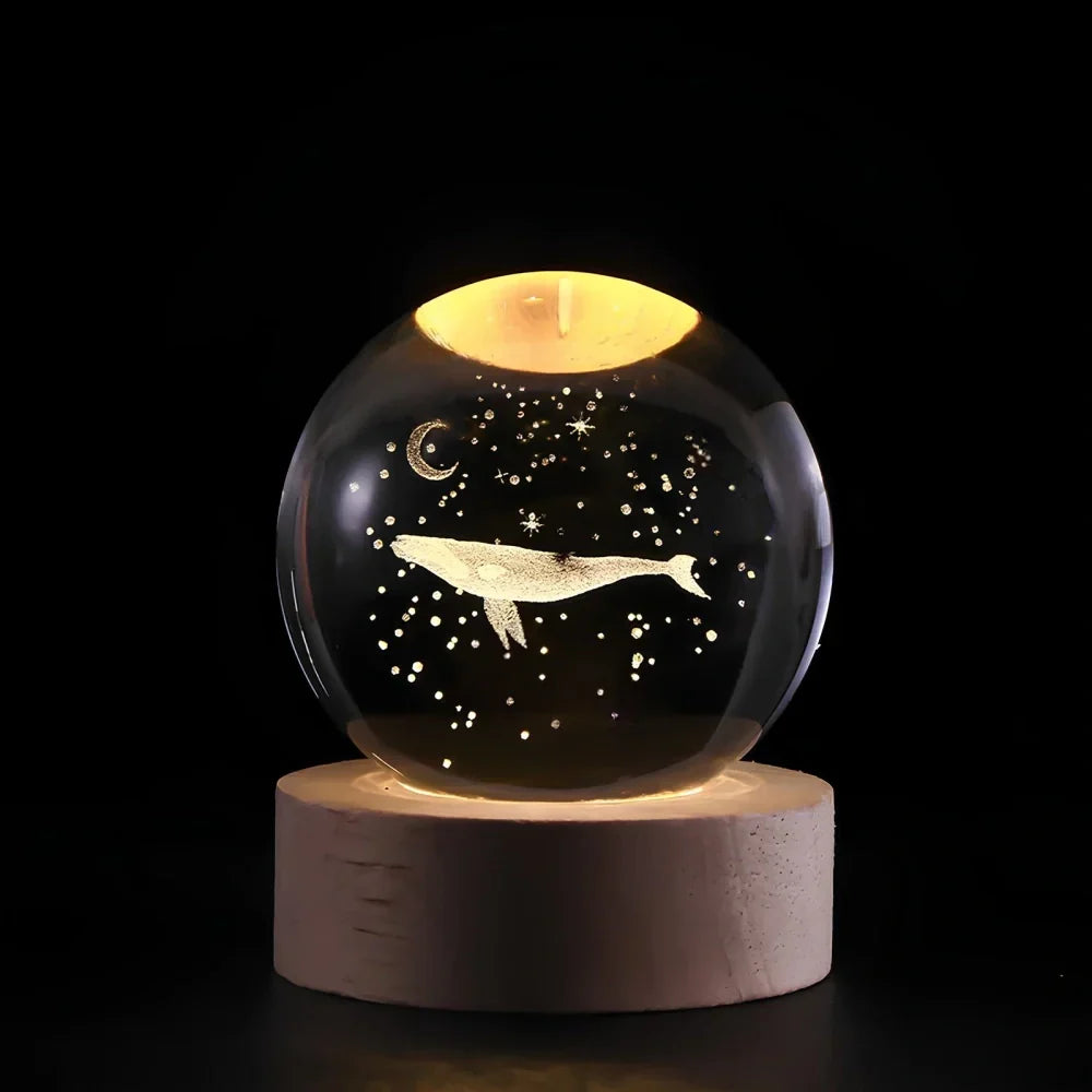 Night Light Crystal Ball 3D Planet Engraved