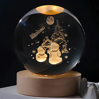 Night Light Crystal Ball 3D Planet Engraved