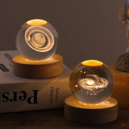 Night Light Crystal Ball 3D Planet Engraved