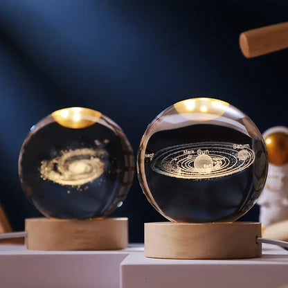 Night Light Crystal Ball 3D Planet Engraved