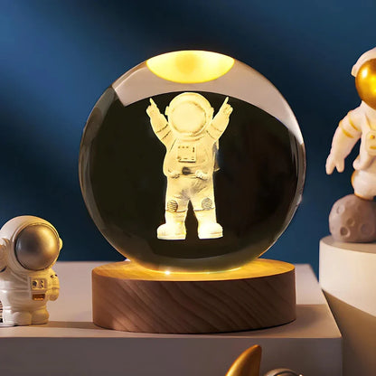 Night Light Crystal Ball 3D Planet Engraved
