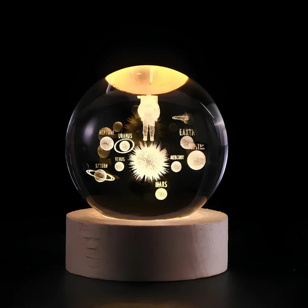 Night Light Crystal Ball 3D Planet Engraved