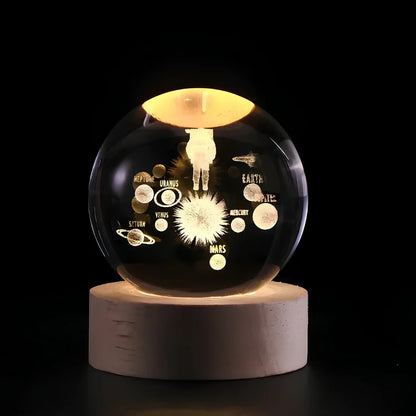 Night Light Crystal Ball 3D Planet Engraved