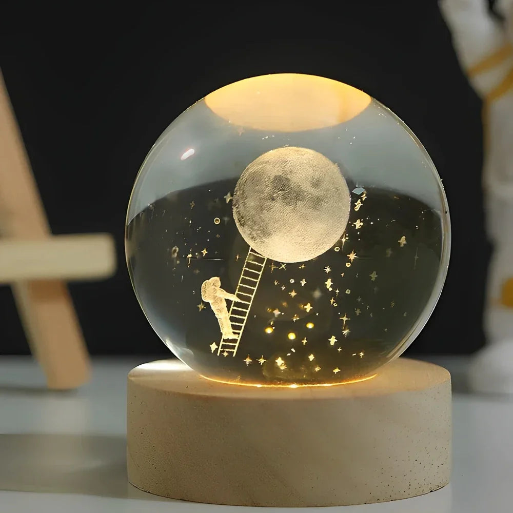Night Light Crystal Ball 3D Planet Engraved