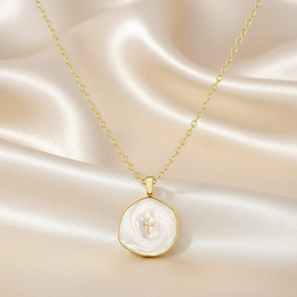 Necklace Cross Pendant Mothers Day Gold Disc