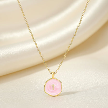 Necklace Cross Pendant Mothers Day Gold Disc