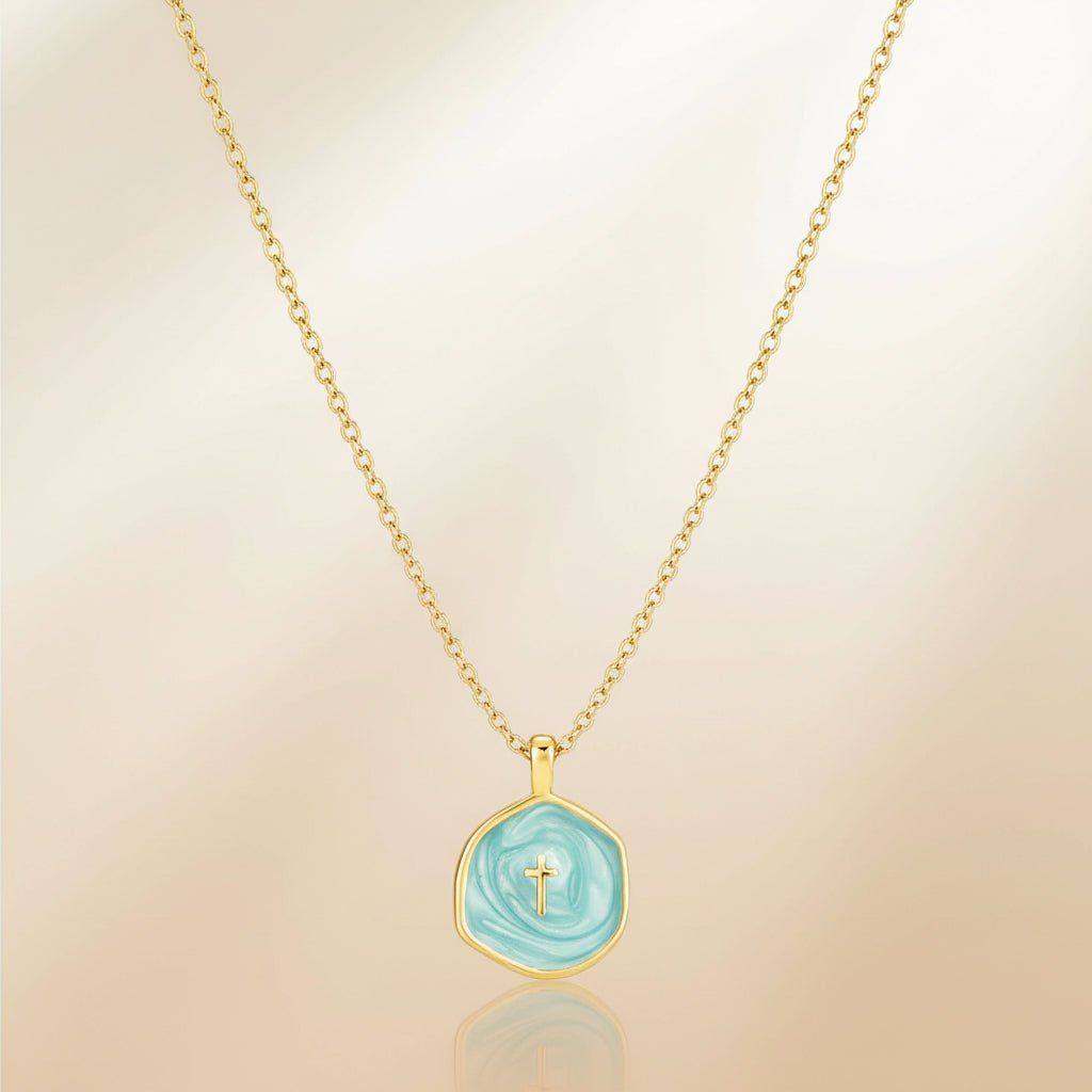 Necklace Cross Pendant Mothers Day Gold Disc