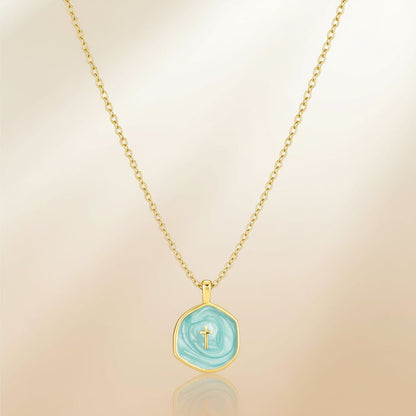 Necklace Cross Pendant Mothers Day Gold Disc