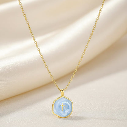 Necklace Cross Pendant Mothers Day Gold Disc
