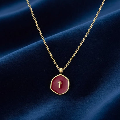 Necklace Cross Pendant Mothers Day Gold Disc