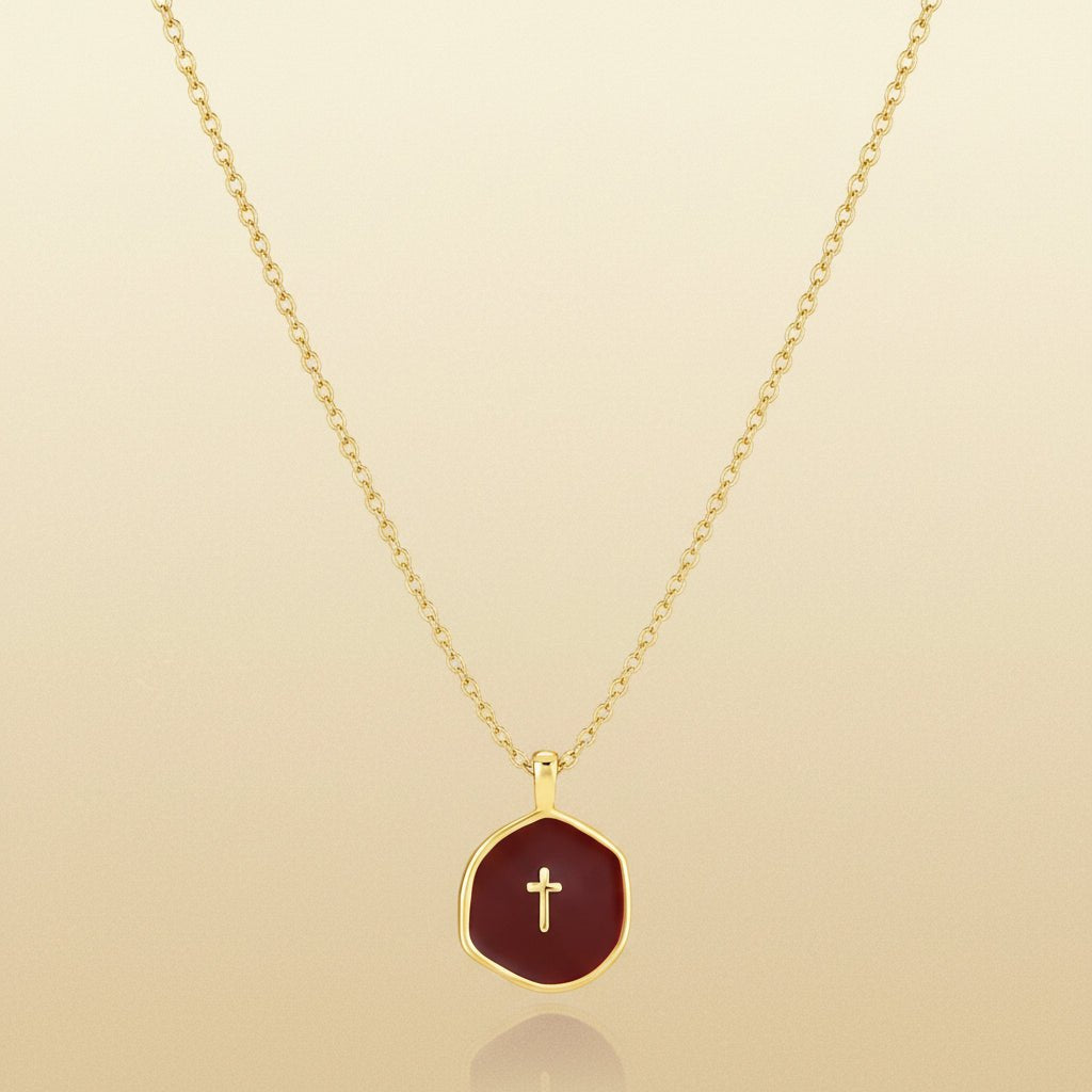 Necklace Cross Pendant Mothers Day Gold Disc