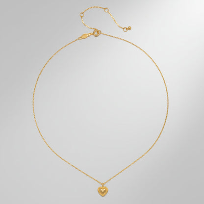 Necklace Gold Heart Hammered Pendant Chain