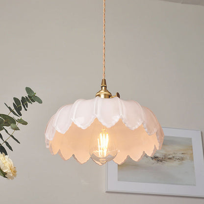 Vintage Flower Pendant Lamp Coloured Glass